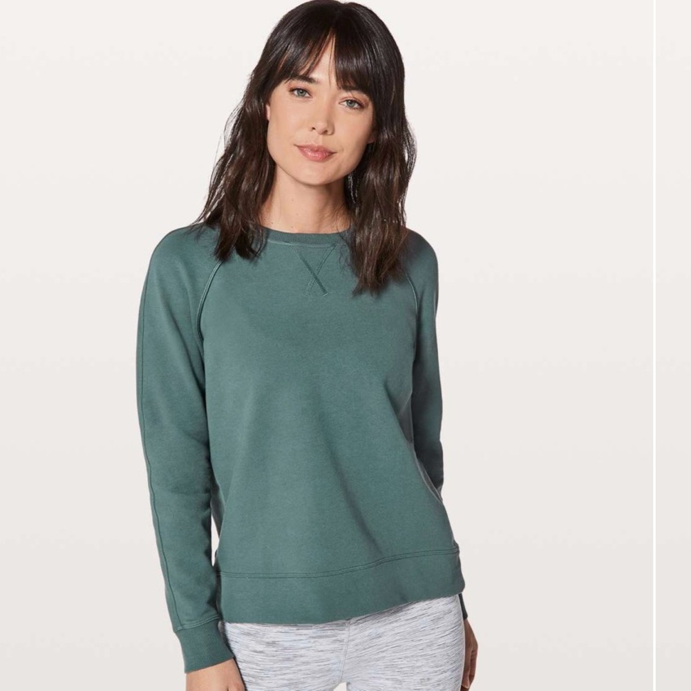 Lululemon Just Pleat It Pullover Womens Size 4 Green Crewneck Sweatshirt